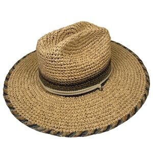 Womens Straw Hat Western Style Beige Braided Band‎ Boho Festival Sun Hat